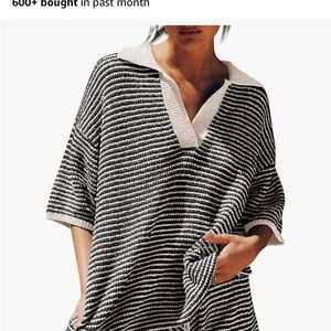 Striped Black and White Knit Two Piece Set